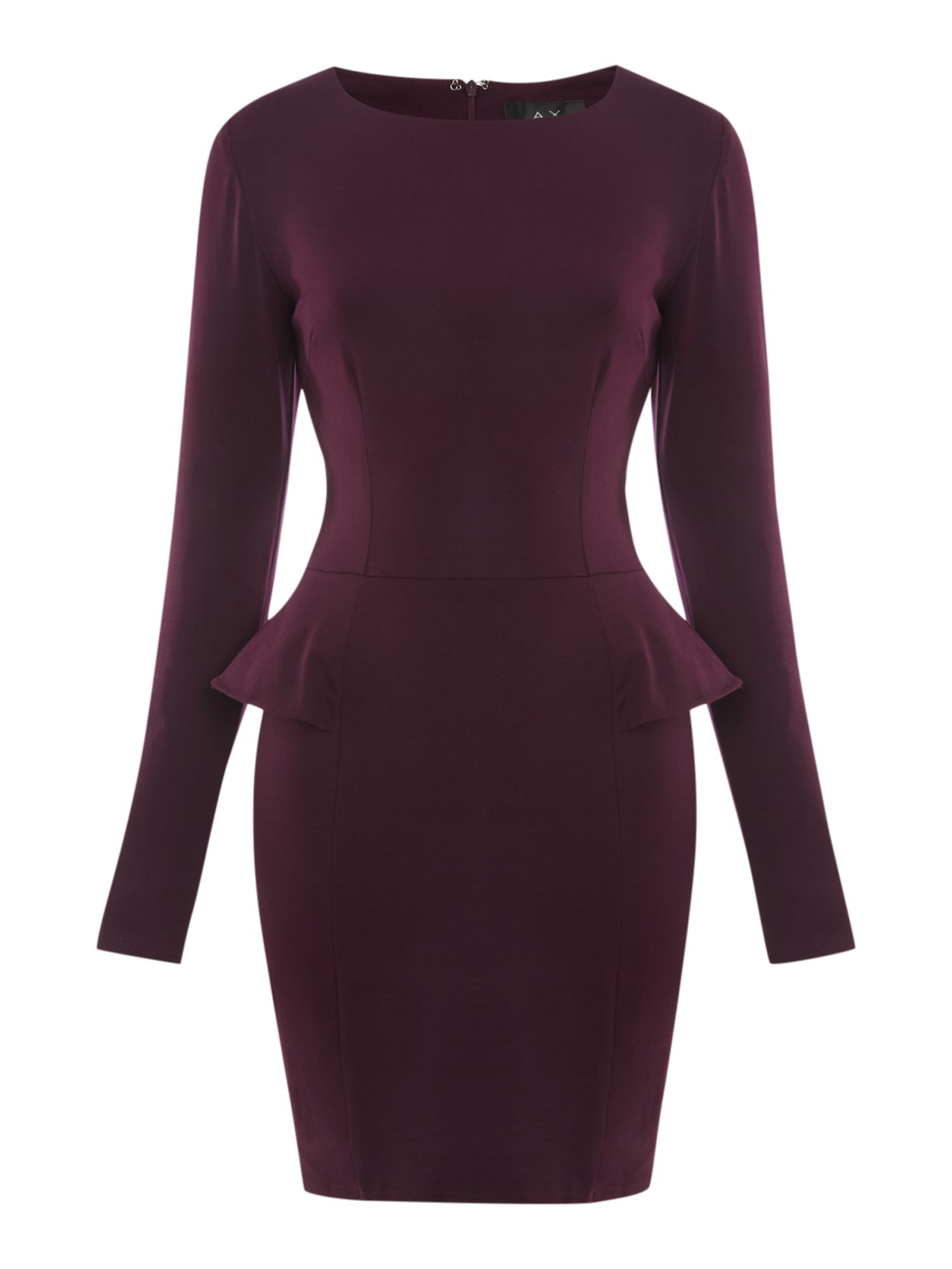 Ax Paris Long Sleeve Peplum Dress in Purple