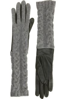 Barneys New York Cashmere Cable Knit Gloves - Lyst