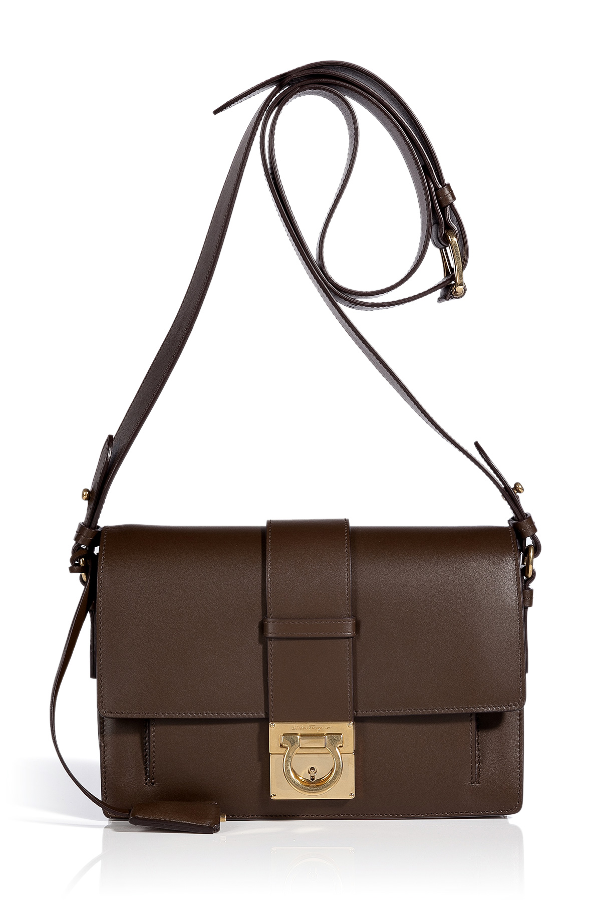 Ferragamo Dark Brown Leather Anzhela Crossbody Bag in Brown | Lyst