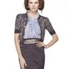 Oscar De La Renta Elbow Sleeve Embroidered Cardigan in Silver - Lyst