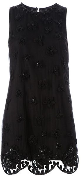 Red Valentino Ebellished Dress in Black - Lyst