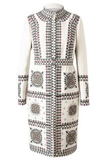 Valentino Folk Embroidered Woolsilk Coat - Lyst