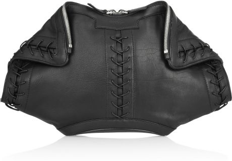 Alexander Mcqueen De Manta Leather Clutch in Black - Lyst