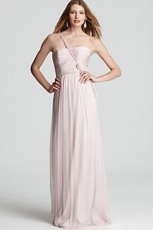 Amsale Chiffon One Shoulder Long Dress  - Lyst