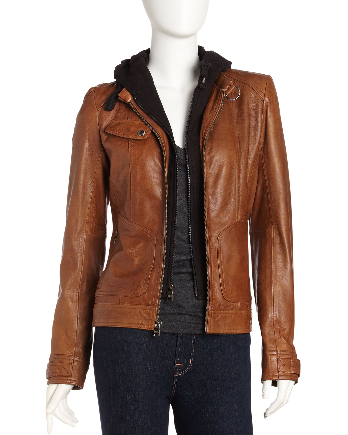 Andrew Marc Leather Jacket Hours Crab S