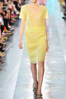 Christopher Kane Yellow Basket Weave Organza Pencil Skirt - Lyst