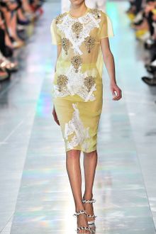 Christopher Kane Yellow Organza Lace Amp Tape Pencil Skirt - Lyst