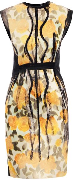 Lanvin Painted Floralprint Dress - Lyst