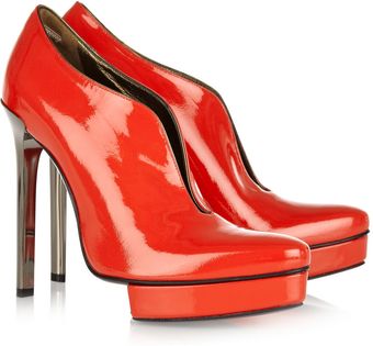 Lanvin Cutout Patentleather Ankle Boots - Lyst