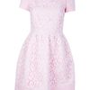 Oscar De La Renta Flared Lace Overlay Dress in Pink - Lyst