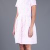 Oscar De La Renta Flared Lace Overlay Dress in Pink - Lyst