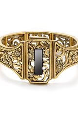 T Tahari Deco Lace Gold with Black Stone Bracelet