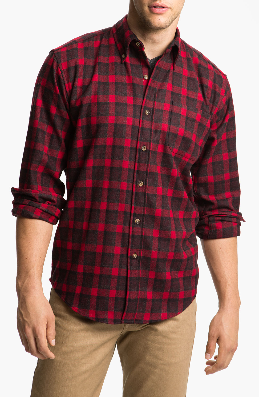 Pendleton Fireside Wool Plaid Flannel Shirt in Red for Men (red/ black