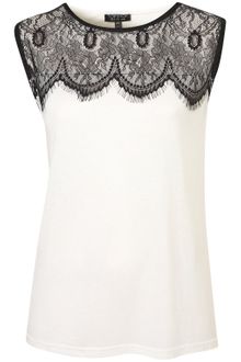 Topshop Eyelash Lace Shell Top - Lyst