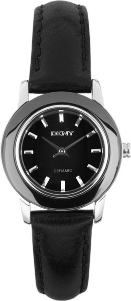 DKNY Black Leather Strap Watch - Lyst