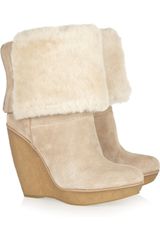 Kors By Michael Kors Emmet Suede and Shearling Wedge Boots
