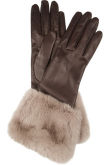 Miu Miu Rabbittrimmed Leather Gloves - Lyst