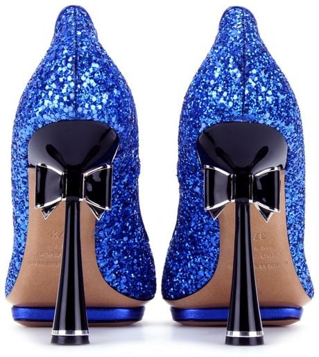 Nicholas Kirkwood Glitter Pumps With Bow Trimmed Heel In Blue Lyst