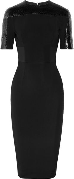 Victoria Beckham Stretch-crepe and Python Dress - Lyst