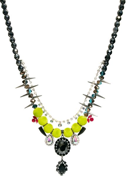 Asos Premium Flocked Gem Stone Necklace in Multicolor (multi) - Lyst