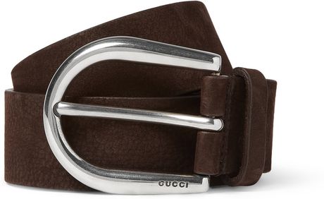 Gucci Nubuck Leather Belt in Brown for Men - Lyst