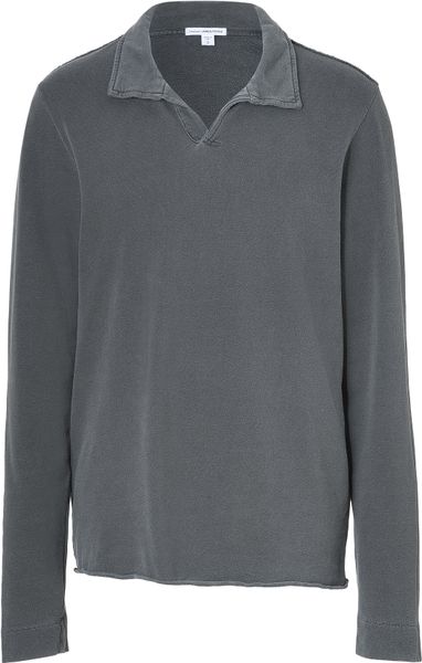 James Perse Abyss Grey Spread Collar Cotton Shirt in Gray for Men (grey) - Lyst