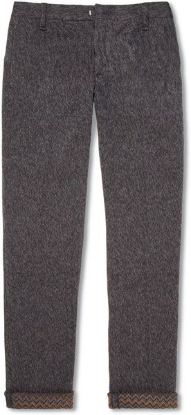 Missoni Slimfit Knitted Woolblend Herringbone Trousers in Gray for Men - Lyst