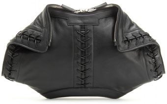 Alexander McQueen De Manta Laceup Leather Clutch - Lyst