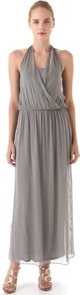 Alice + Olivia Wrap Front Maxi Dress in Gray (grey) - Lyst