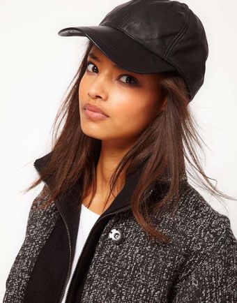 Asos Leather Cap - Lyst