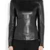 Balmain Leather Turtleneck Top in Black - Lyst