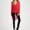 Bcbgmaxazria Silk Rufflefront Blouse in Red - Lyst