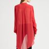 Bcbgmaxazria Silk Rufflefront Blouse in Red - Lyst