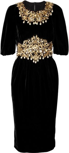 Dolce & Gabbana Embellished Velvet Dress - Lyst