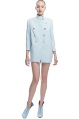 Francesco Scognamiglio Ss Light Blue Double Breasted Coat with Logo Buttons