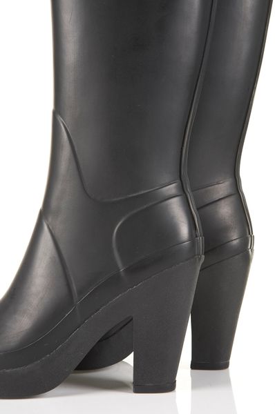 black mid calf hunter wellies