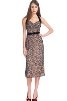 L'Wren Scott Ss Leaves Chantilly Lace and Stretch Georgette and Velvet Dress - Lyst