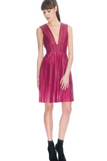 Marios Schwab Ss Leather Pleat Shift Dress - Lyst