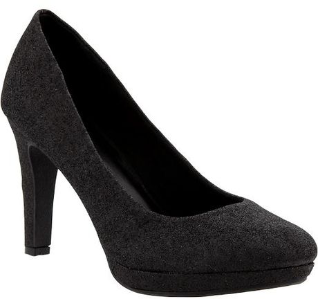 Old Navy Sueded Pumps in Black (black glitter)
