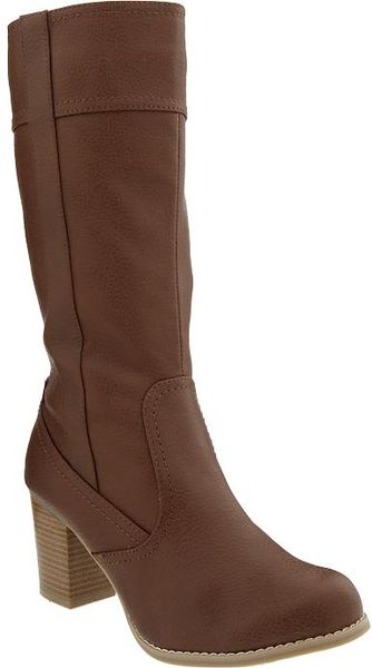 Old Navy Fauxleather Sidezip Boots in Brown | Lyst