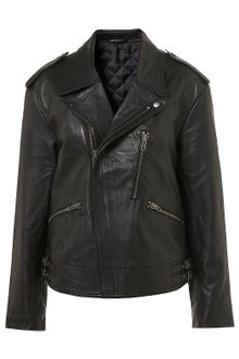Topshop Oversize Leather Biker By Boutique - Lyst