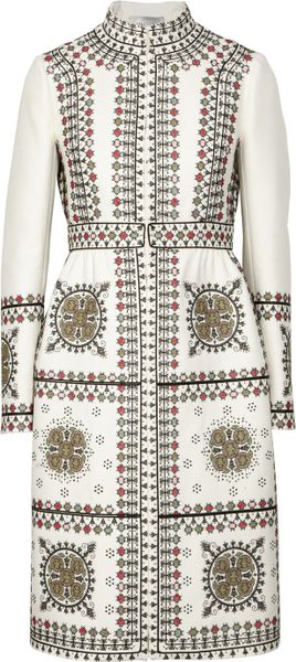 Valentino Embroidered Woolblend Coat in White (ivory) - Lyst
