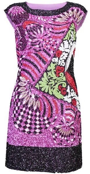 Versace Beaded Dress in Black - Lyst