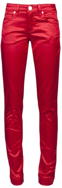 Versace Satin Trouser in Red - Lyst