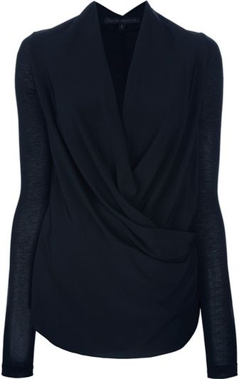 Victoria Beckham Draped Crossover Blouse - Lyst