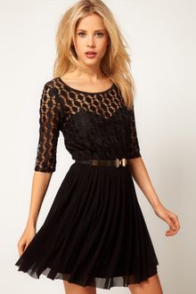 ASOS Collection Asos Skater Dress in Spot Lace Mesh Skirt - Lyst