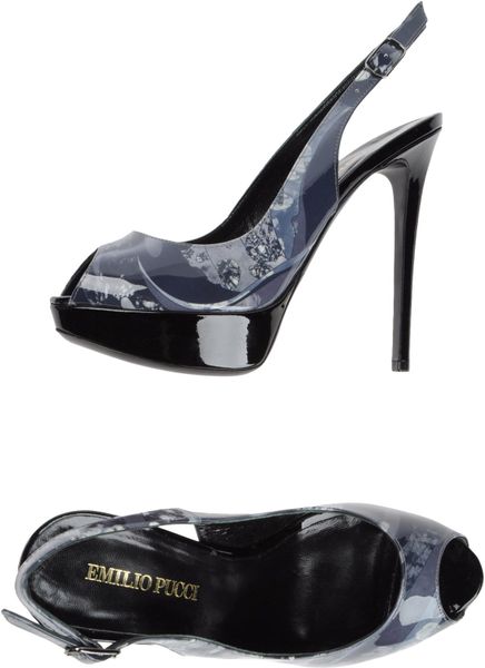 Emilio Pucci Platform Sandals in Black (grey) - Lyst