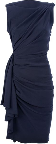 Lanvin Draped and Gathered Fitted Dress - Lyst
