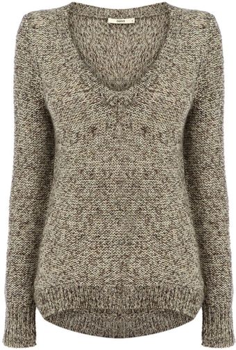 Oasis Salt and Pepper Dippy Hem Top - Lyst