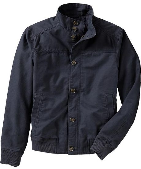 Old Navy Mockneck Canvas Military Jackets in Blue for Men (carbon)